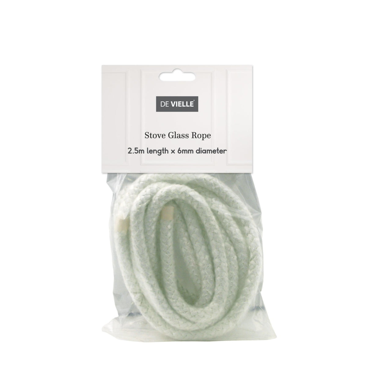 De Vielle Stove Glass Rope, 6mm x 2.5m, White