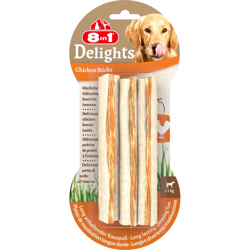 8in1 Delights Chewy Sticks with Chicken Flavour - PET TREATS, SUPPLEMENTS - Beattys of Loughrea