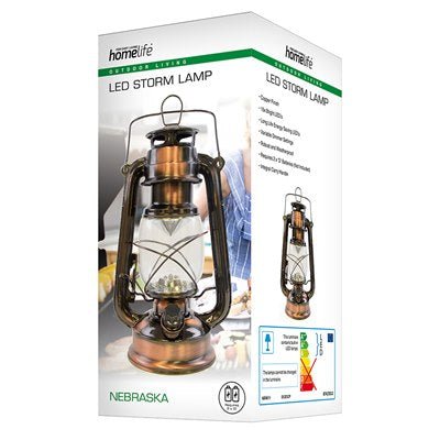 HomeLife "Nebraska" LED Storm Lamp - Copper - TABLE/BEDSIDE LAMPS - Beattys of Loughrea
