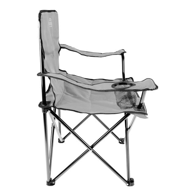 Milestone Folding Leisure Chair With Cup Holder - Grey - SINGLE GARDEN BENCH/ CHAIR - Beattys of Loughrea