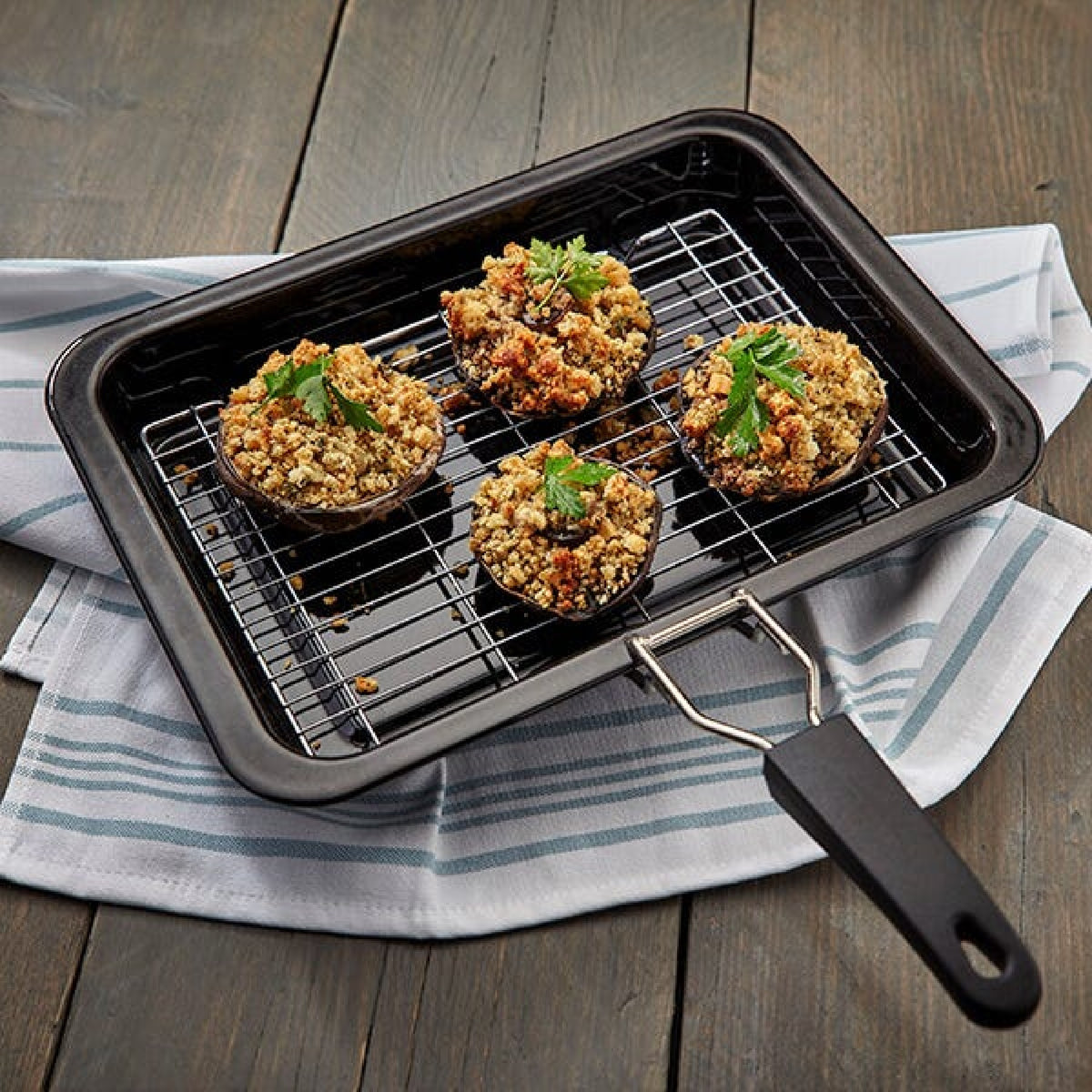 Judge Enamel Grill Tray with Rack & Handle 39 x 25 x 5cm