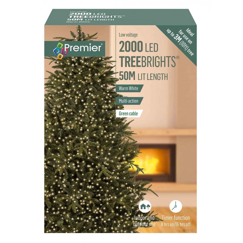 Premier 2000 LED TreeBrights – Warm White, Multi-Action with Timer (Mains Operated)