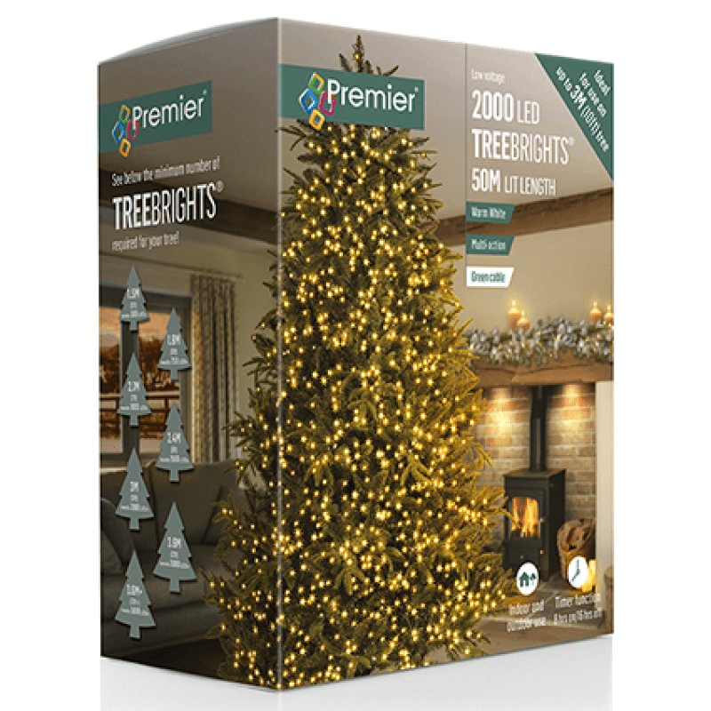 Premier 2000 LED TreeBrights – Warm White, Multi - Action with Timer (Mains Operated) - XMAS LIGHTS LED - Beattys of Loughrea