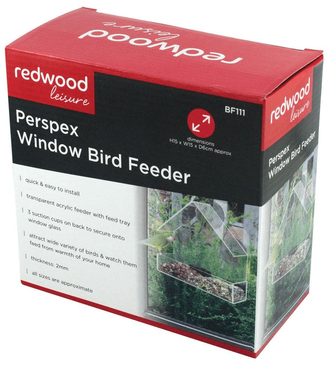 Redwood Perspex Window Bird Feeder BB‑BF111 - BIRD HOUSE/ FEEDERS - Beattys of Loughrea