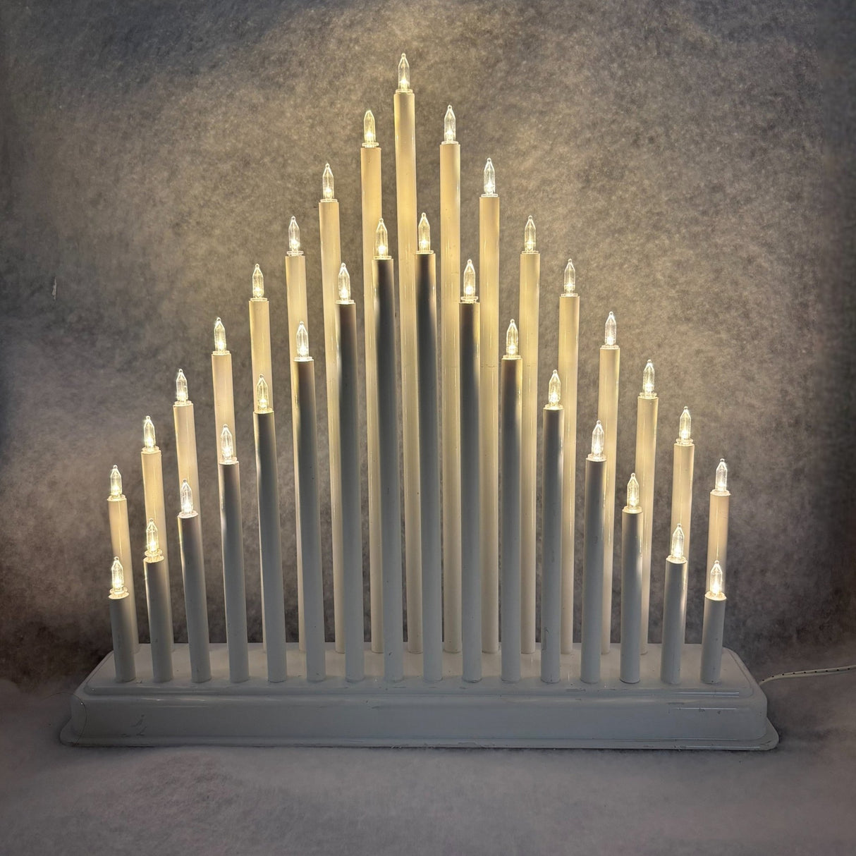 White Candlebridge with 33 Clear LED Bulbs – Mains Operated - XMAS CANDLE ARCHES LOGS - Beattys of Loughrea