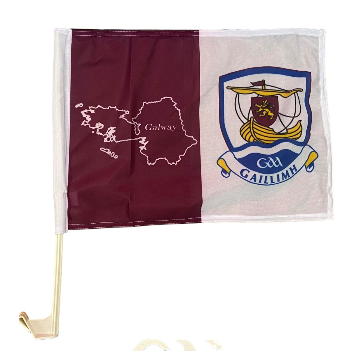 Galway GAA 15" x 12" County Car Flag - Maroon/White