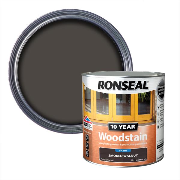 Ronseal 10 Year Woodstain - Smoked Walnut 750ml - VARNISHES / WOODCARE - Beattys of Loughrea