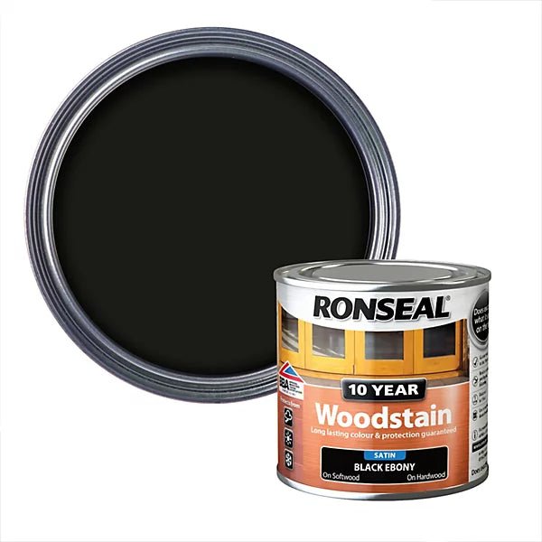 Ronseal 10 Year Woodstain - Ebony 750ml - VARNISHES / WOODCARE - Beattys of Loughrea