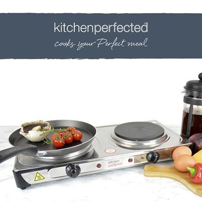 Kitchen Perfected Double Electric Hotplate 2000W - Stainless Steel - ELEC SKILLET/WOK/COOKPAN - Beattys of Loughrea