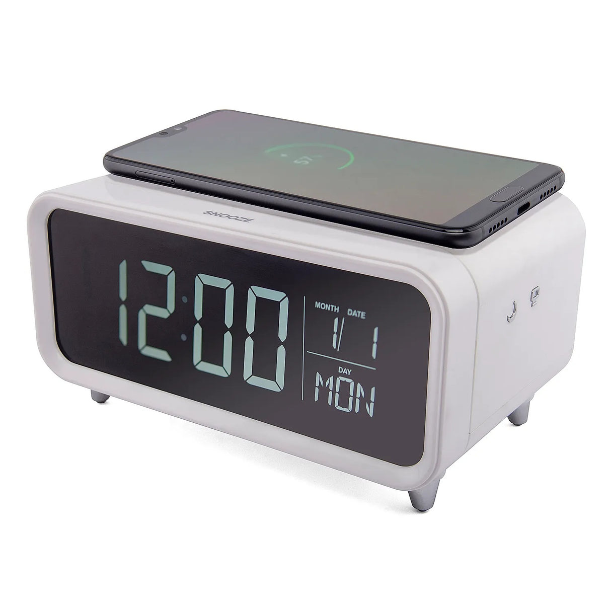 Groove Alarm Clock with Wireless Charging & Night Light White