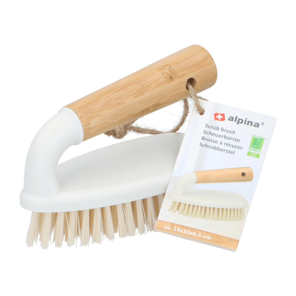 Alpina Bamboo Scrubbing Brush - CLEANING BRUSH SML - NAIL/SHOE/BOTTLE - Beattys of Loughrea