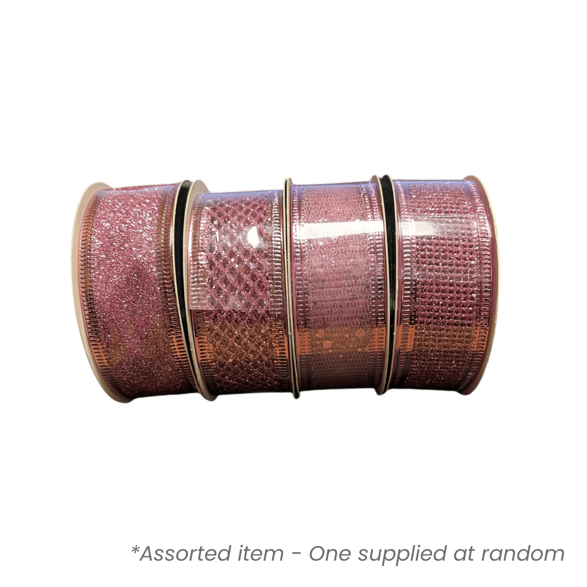 Pink Mesh Ribbon 2700 x 25mm - XMAS RIBBON TINSEL - Beattys of Loughrea