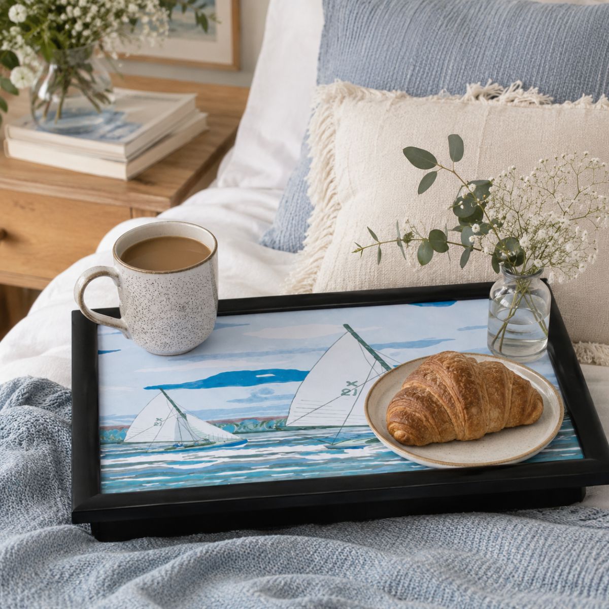 Denby Sailing Laptray with Black Edge