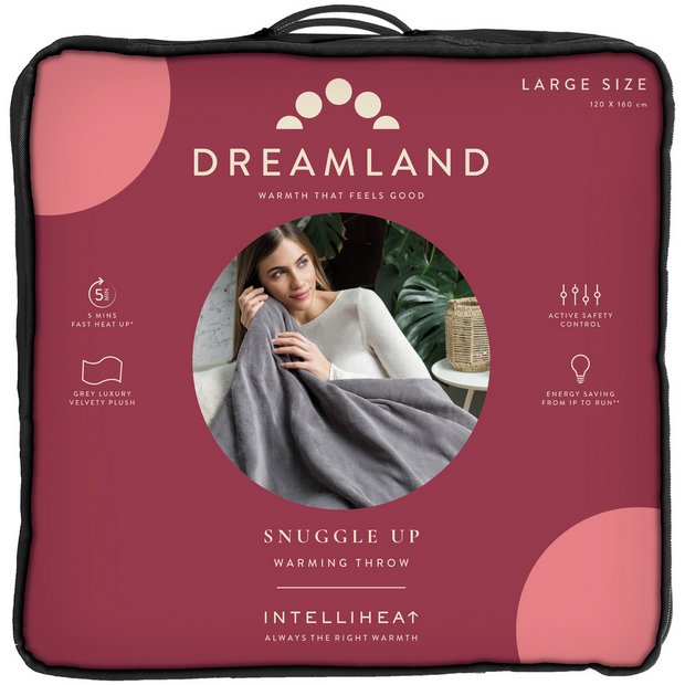 Dreamland Snuggle Up Heated Fleece Throw 160 x 120cm, Grey - ELEC BLANKET UNDER - Beattys of Loughrea