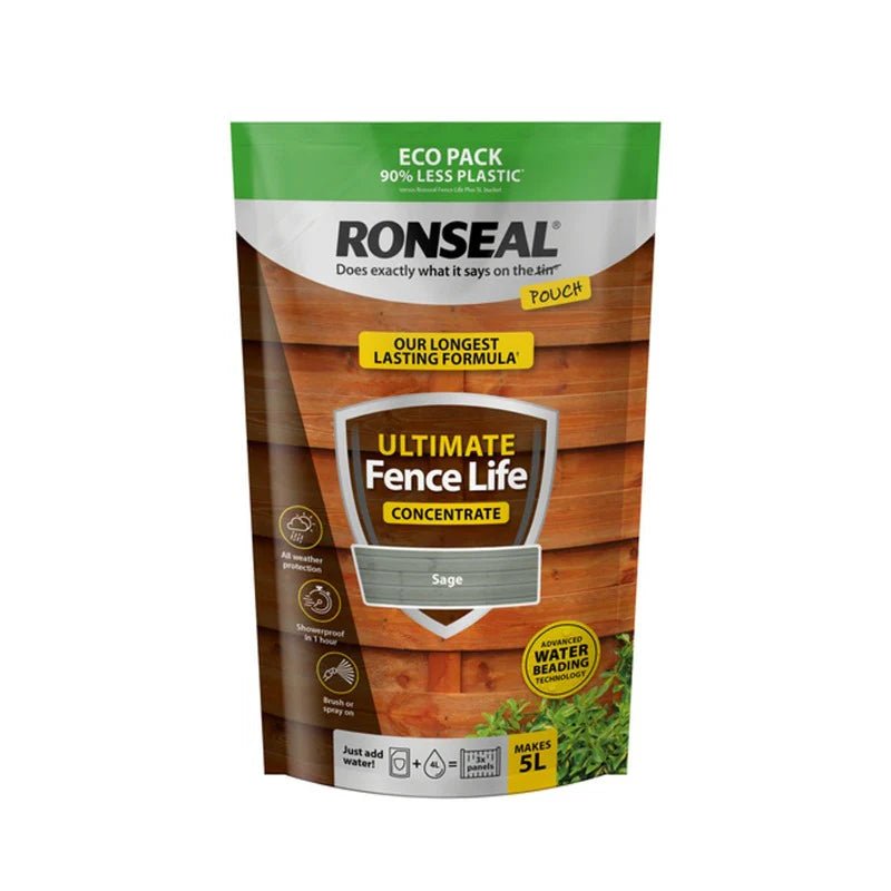 Ronseal Ultimate Fence Life Concentrate Pouch - Sage 950ml - VARNISHES / WOODCARE - Beattys of Loughrea