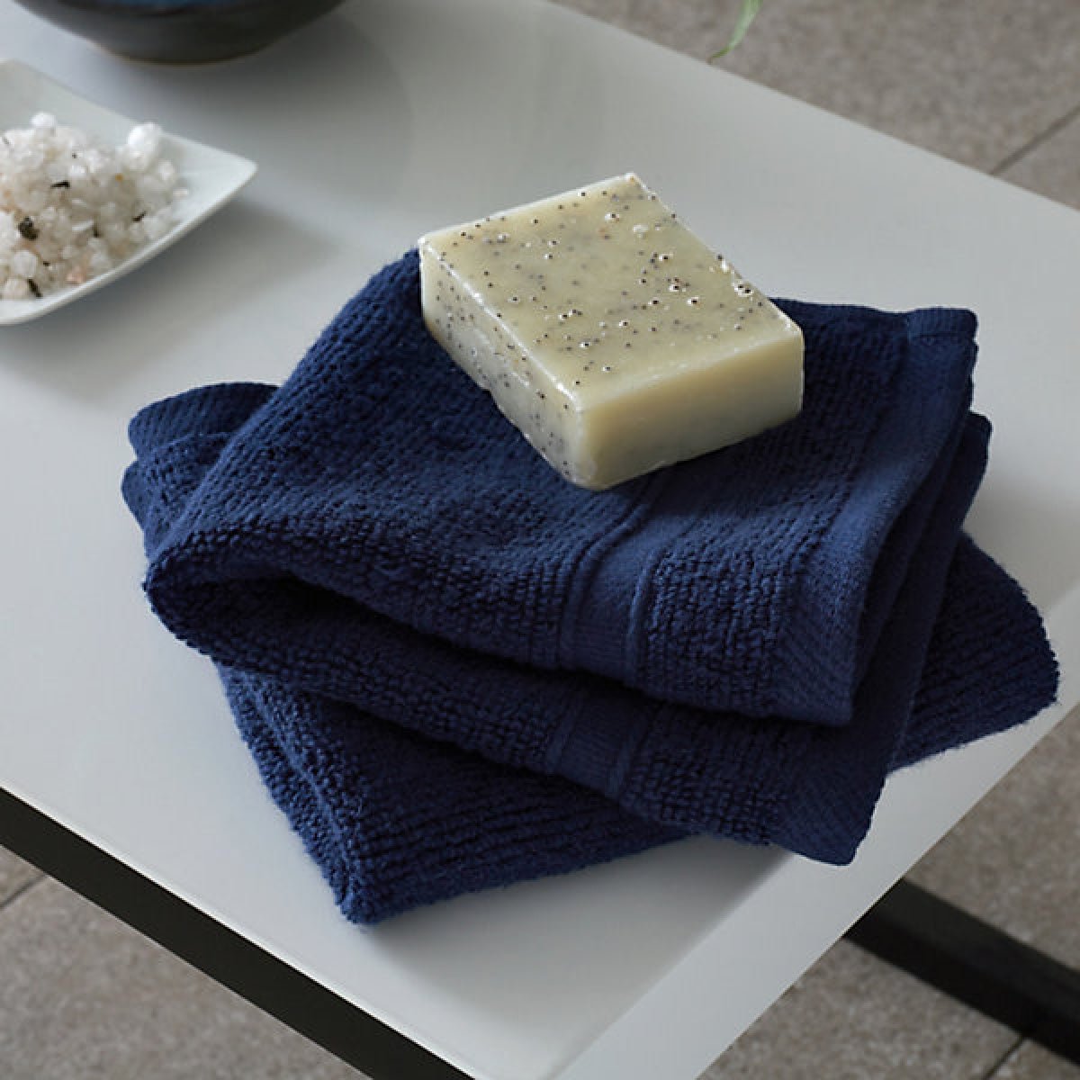 Catherine Lansfield Zero Twist Cotton Face Cloth Pair Navy Blue - TOWELS FACECLOTHS - Beattys of Loughrea