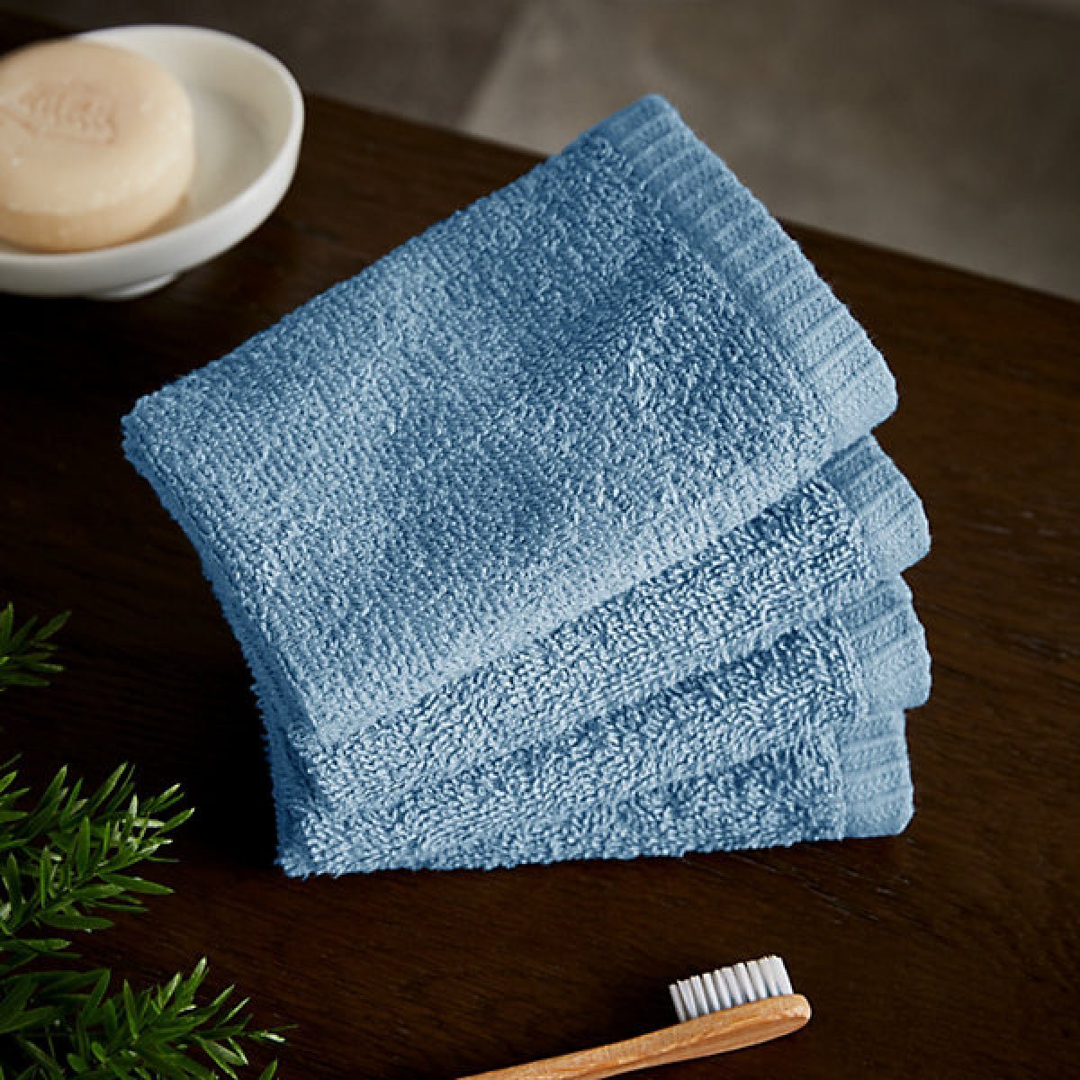 Catherine Lansfield Quick Dry Plain 30 x 30 cm Face Cloth 4 Pack Blue - SHEETS/VALANCE/MATTRESS COVER - Beattys of Loughrea