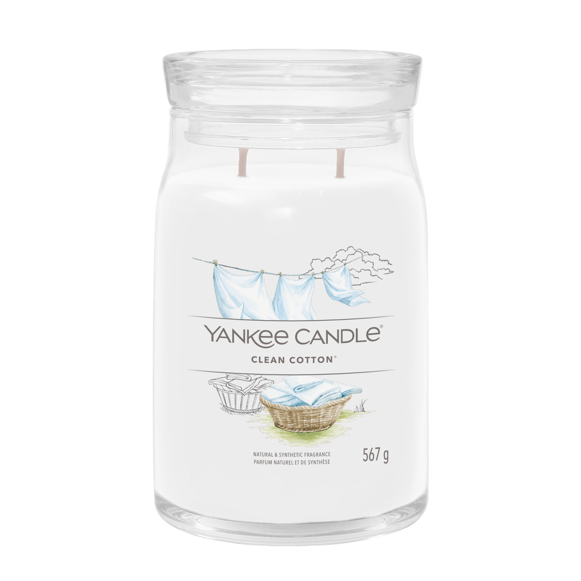 Clean Cotton Signature Large Jar Yankee Candle 567g - CANDLES - Beattys of Loughrea
