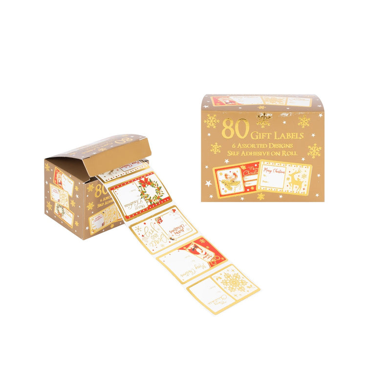 80 Pack Self-Adhesive Traditional Gift Labels on Roll - XMAS ACCESSORIES - Beattys of Loughrea