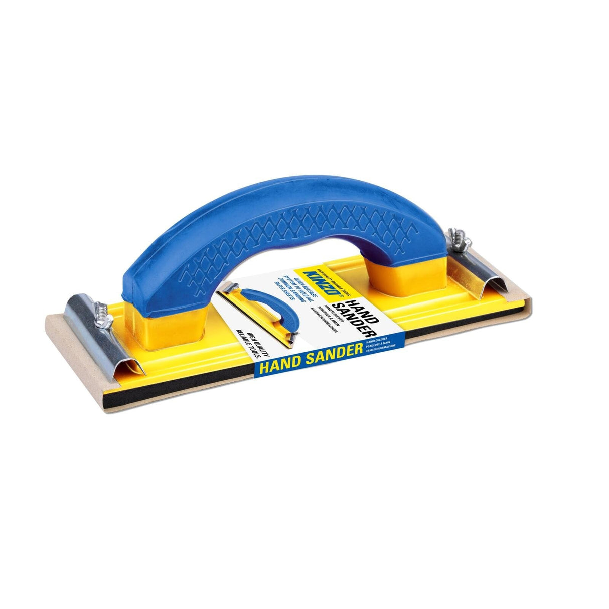 KINZO Hand Sander with Blue Grip - ABRASIVES - PAPERS/SPONGES - Beattys of Loughrea