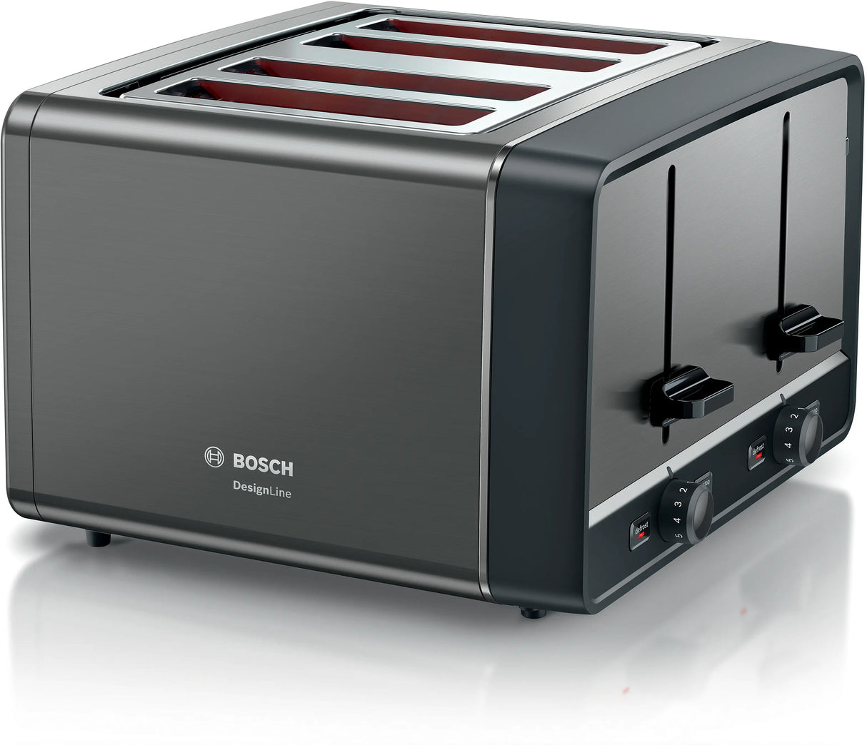 Bosch DesignLine Ergo 4 Slice Toaster - Anthracite | TAT5P445GB - Beattys of Loughrea | www.beattys.ie