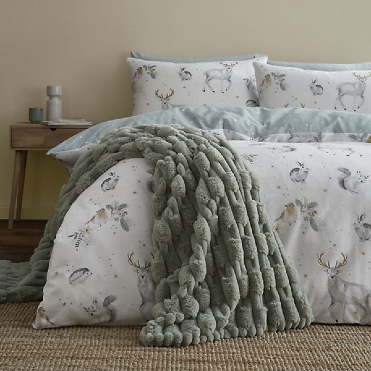 Bianca Carved Faux Fur Blanket Throw Sage Green - THROWS/BLANKETS - Beattys of Loughrea