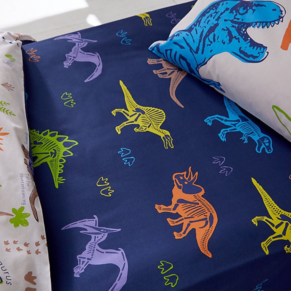 Catherine Lansfield Prehistoric Dinosaurs Double Fitted Sheet Blue - SHEETS/VALANCE/MATTRESS COVER - Beattys of Loughrea