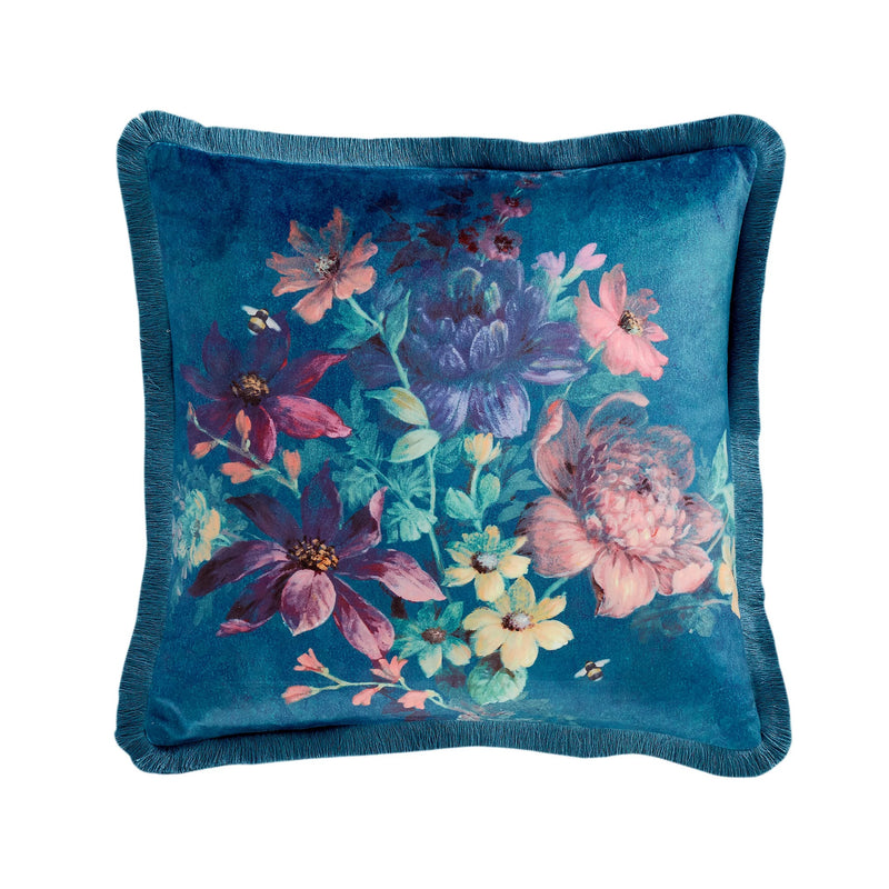Bridgerton By Catherine Lansfield Romantic Floral Teal Cushion 45x45cm - CUSHIONS/COVERS - Beattys of Loughrea