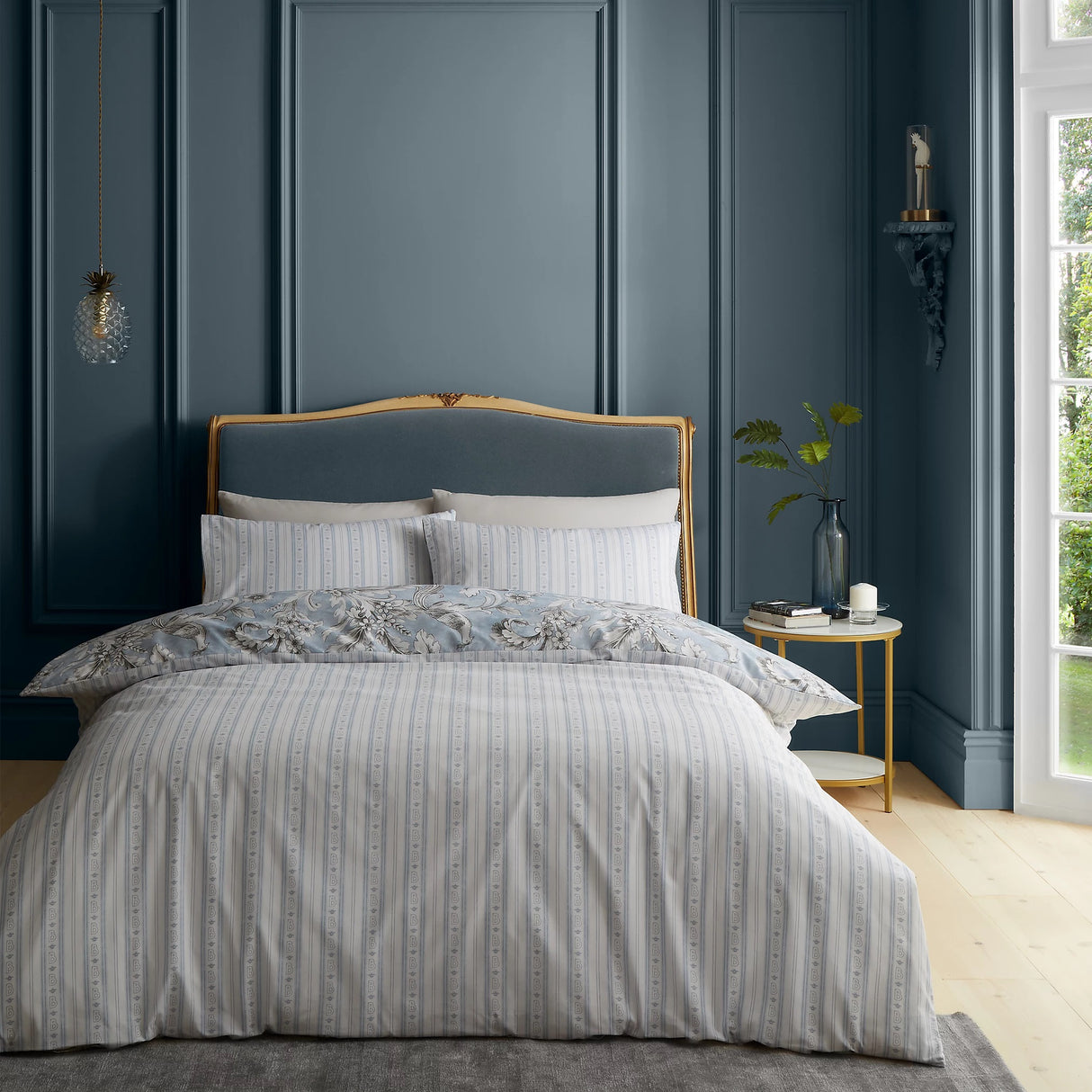 Bridgerton By Catherine Lansfield Regal Floral Blue Duvet Set - Double - DUVET COVERS - Beattys of Loughrea