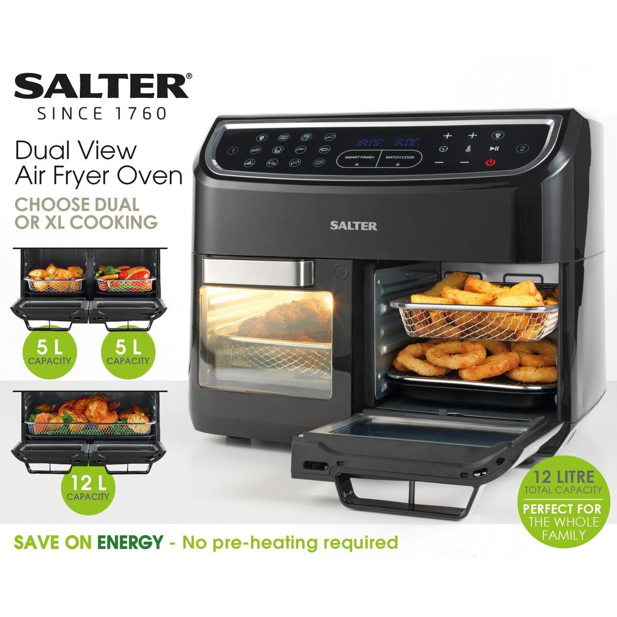 Salter Dual View Air Fryer Oven - 12L - DEEP FAT FRYERS/ AIR FRYER - Beattys of Loughrea