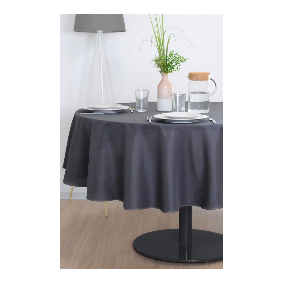 STOF Nelson Round Tablecloth, Anthracite, 180cm