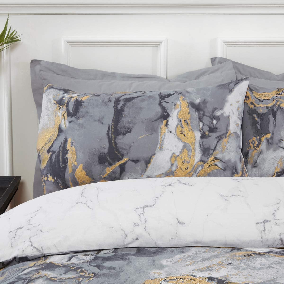 Sleepdown Metallic Marble Charcoal/Grey Duvet Set Double - DUVET COVERS - Beattys of Loughrea