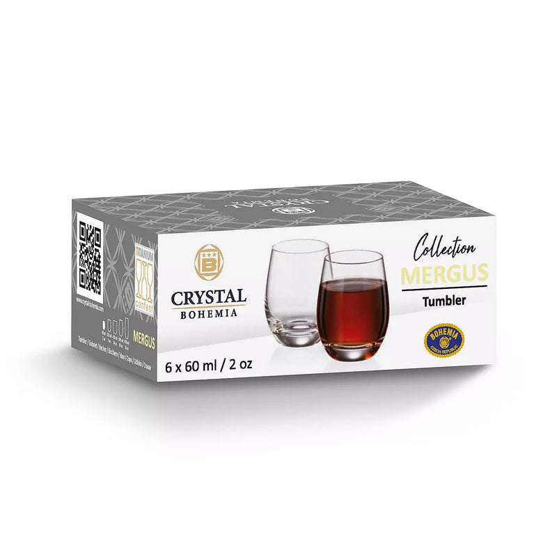 Crystal Bohemia Mergus Set of 6 Shot Glasses 60ml - DRINKING GLASSES - Beattys of Loughrea