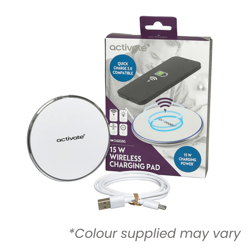 Activate 15W Qi Wireless Charging Pad - Assorted* - USB PC ACCESSORIES - Beattys of Loughrea