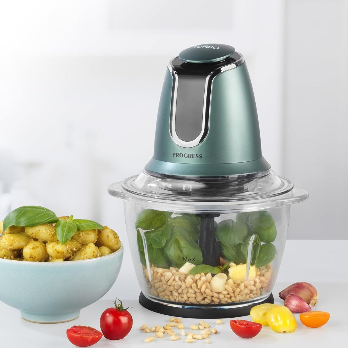 Progress Green Shimmer Glass Chopper - HAND BLENDERS CHOPPERS - Beattys of Loughrea