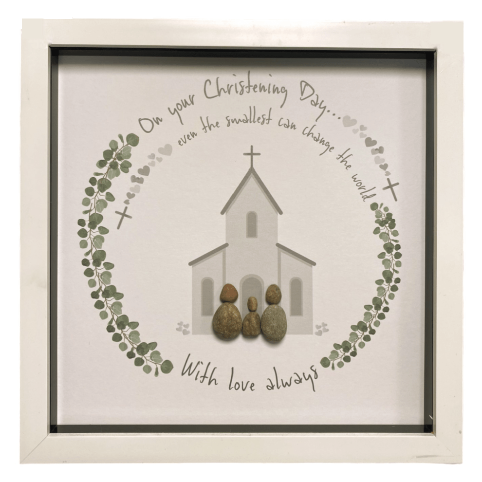 Large Pebble Art On your Christening Day... - White - ORNAMENTS - Beattys of Loughrea