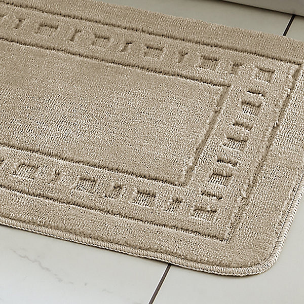 Catherine Lansfield Bathroom Armoni Bath Mat and Pedestal Set Natural - BATH MATS/SETS - Beattys of Loughrea