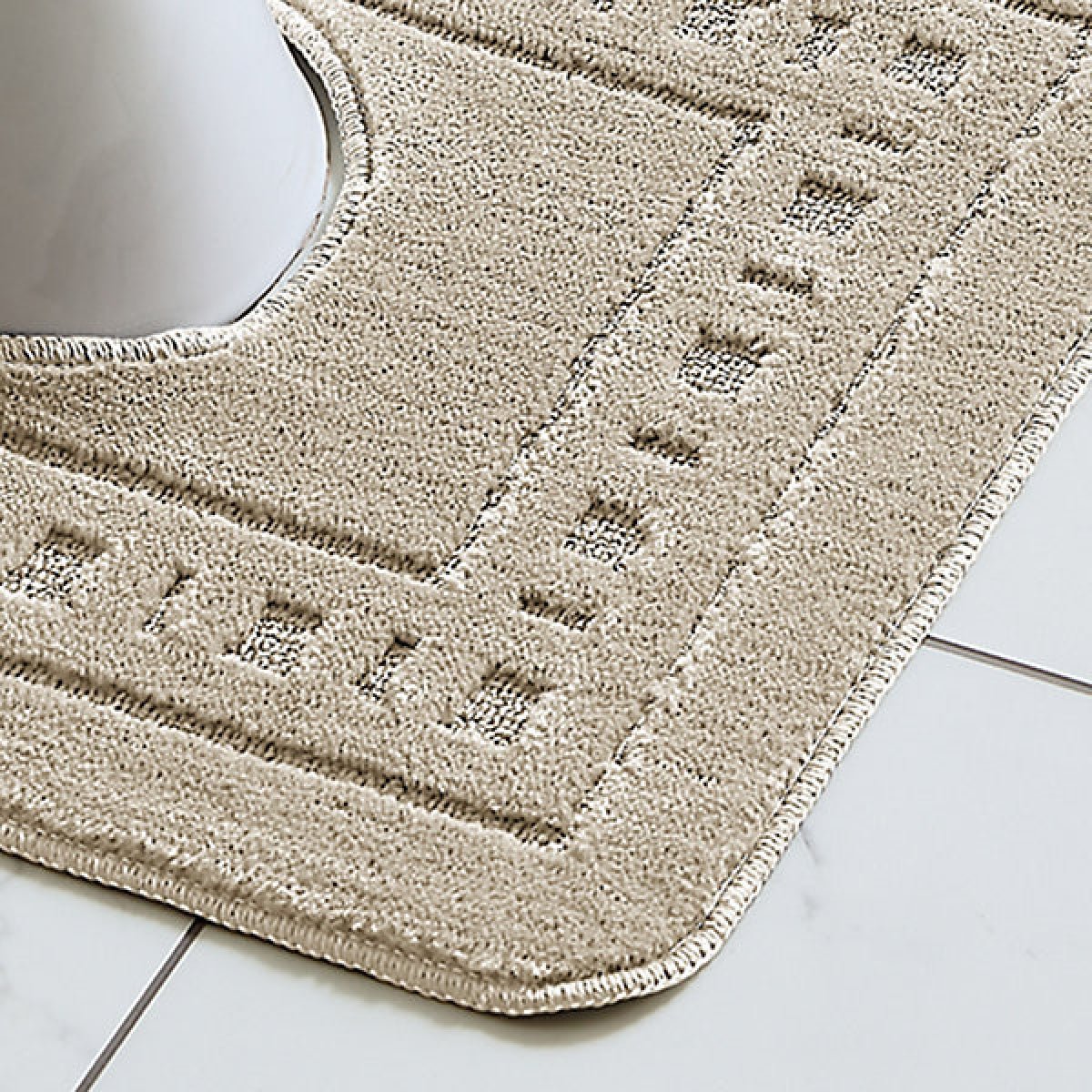 Catherine Lansfield Bathroom Armoni Bath Mat and Pedestal Set Natural - BATH MATS/SETS - Beattys of Loughrea