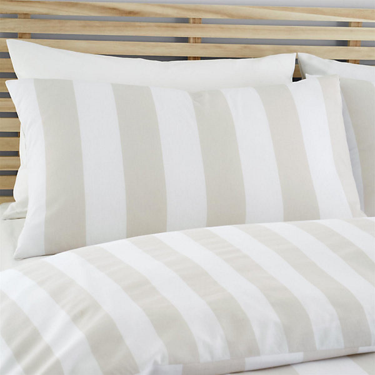 Catherine Lansfield Cove Stripe Natural Single Duvet Cover Set - DUVET COVERS - Beattys of Loughrea