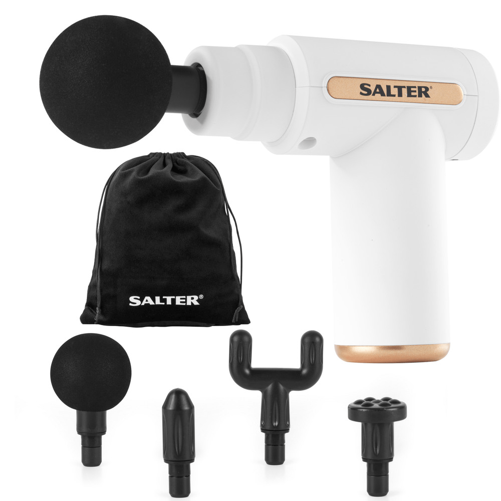 Salter Mini Electric Massage Gun - White - HEAT MASSAGERS - Beattys of Loughrea