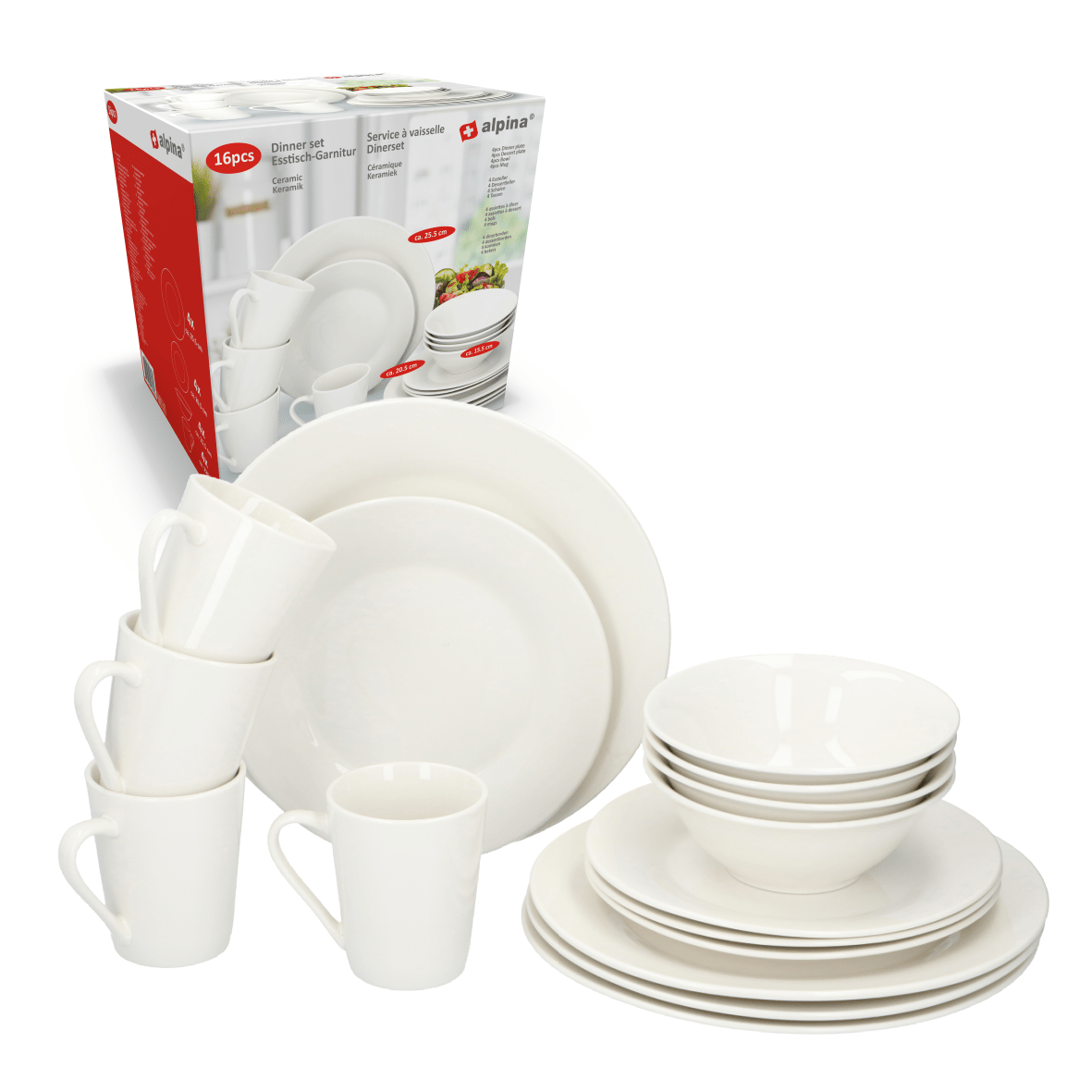 Alpina 16pc White Dinner Set - TABLEWARE SETS - GENERAL - Beattys of Loughrea