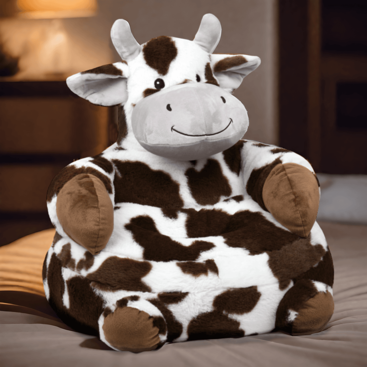 Lise Brown Cow Kids Beanie Chair 45x45cm - SOFT TOYS - Beattys of Loughrea