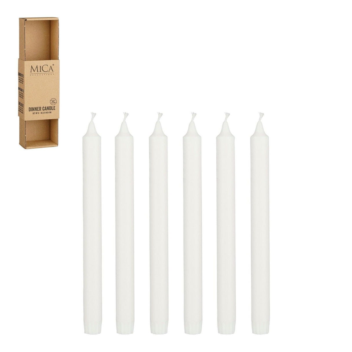 Mica Decorations Dinner candle - Set of 6 - H25 cm - White