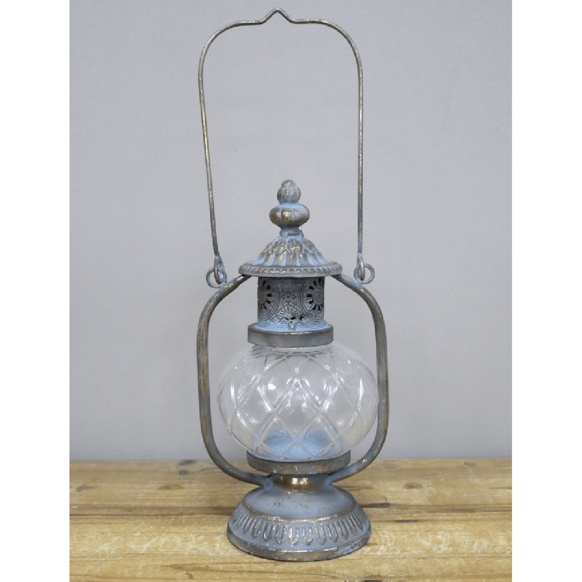 Grey Lantern with Handle 41cm (Candle not incl.) - CANDLE HOLDERS / Lanterns - Beattys of Loughrea