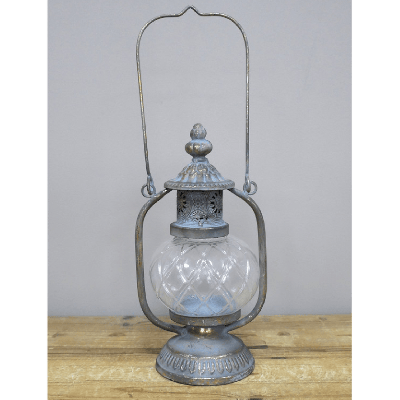 Grey Lantern with Handle 41cm (Candle not incl.) - CANDLE HOLDERS / Lanterns - Beattys of Loughrea