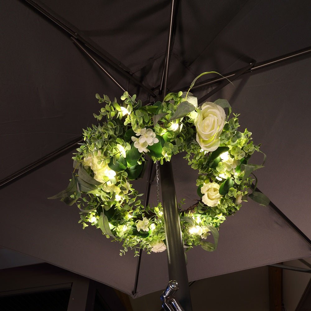 Noma Floral Wreath With Warm White Led's - XMAS WREATHS - Beattys of Loughrea