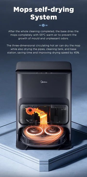 Midea V12 Robot Vacuum Cleaner and Mop Auto-Clean Station Black - ROBOT VACUUM CLEANER - Beattys of Loughrea