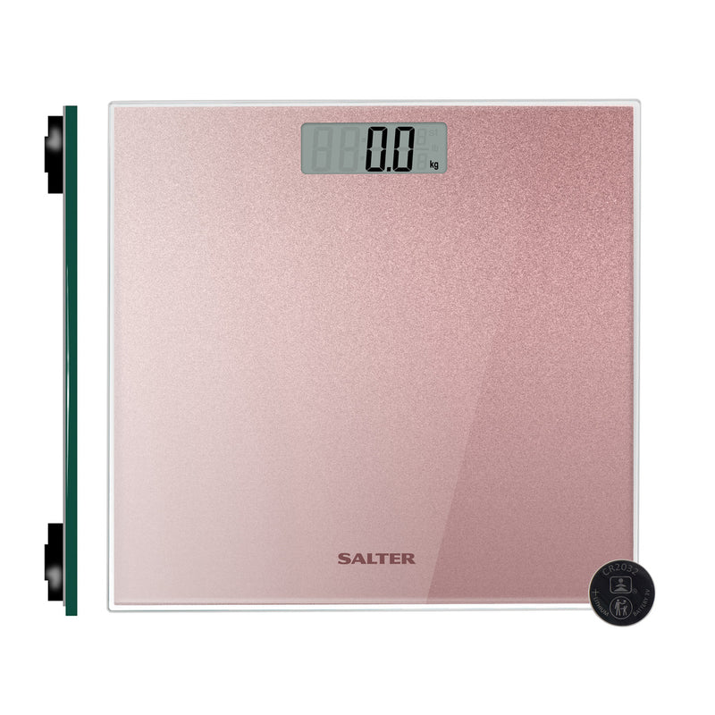 Salter Glitter Electronic Bathroom Scale, 180kg Capacity, Rose Gold