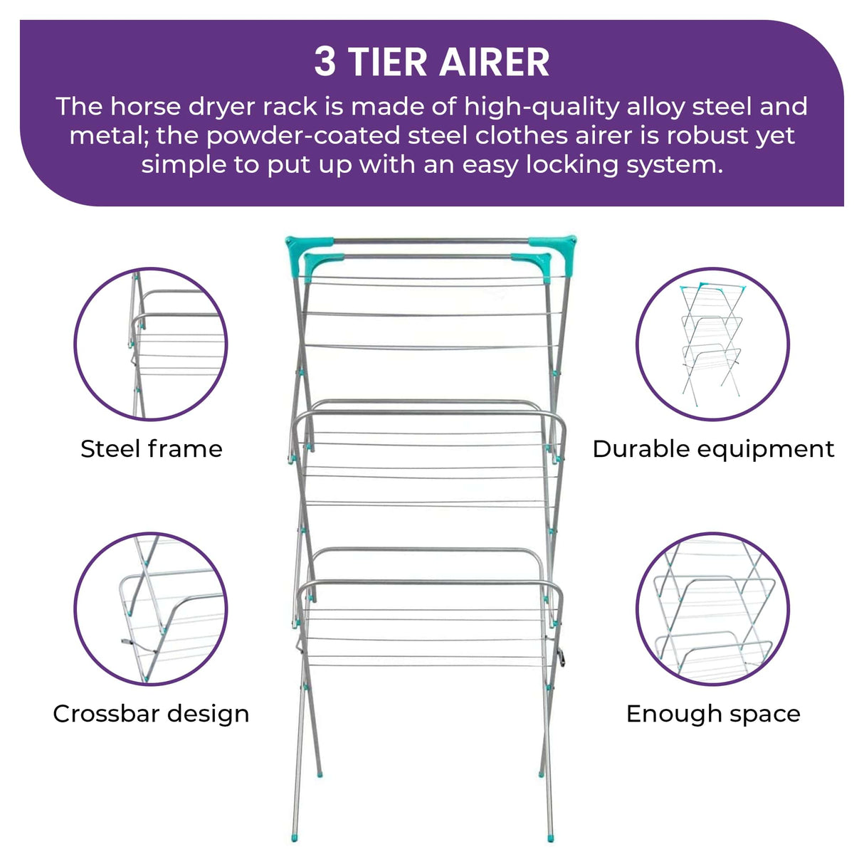 Highlands 3 Tier Clothes Airer - CLEANING CLOTHES AIRER - Beattys of Loughrea