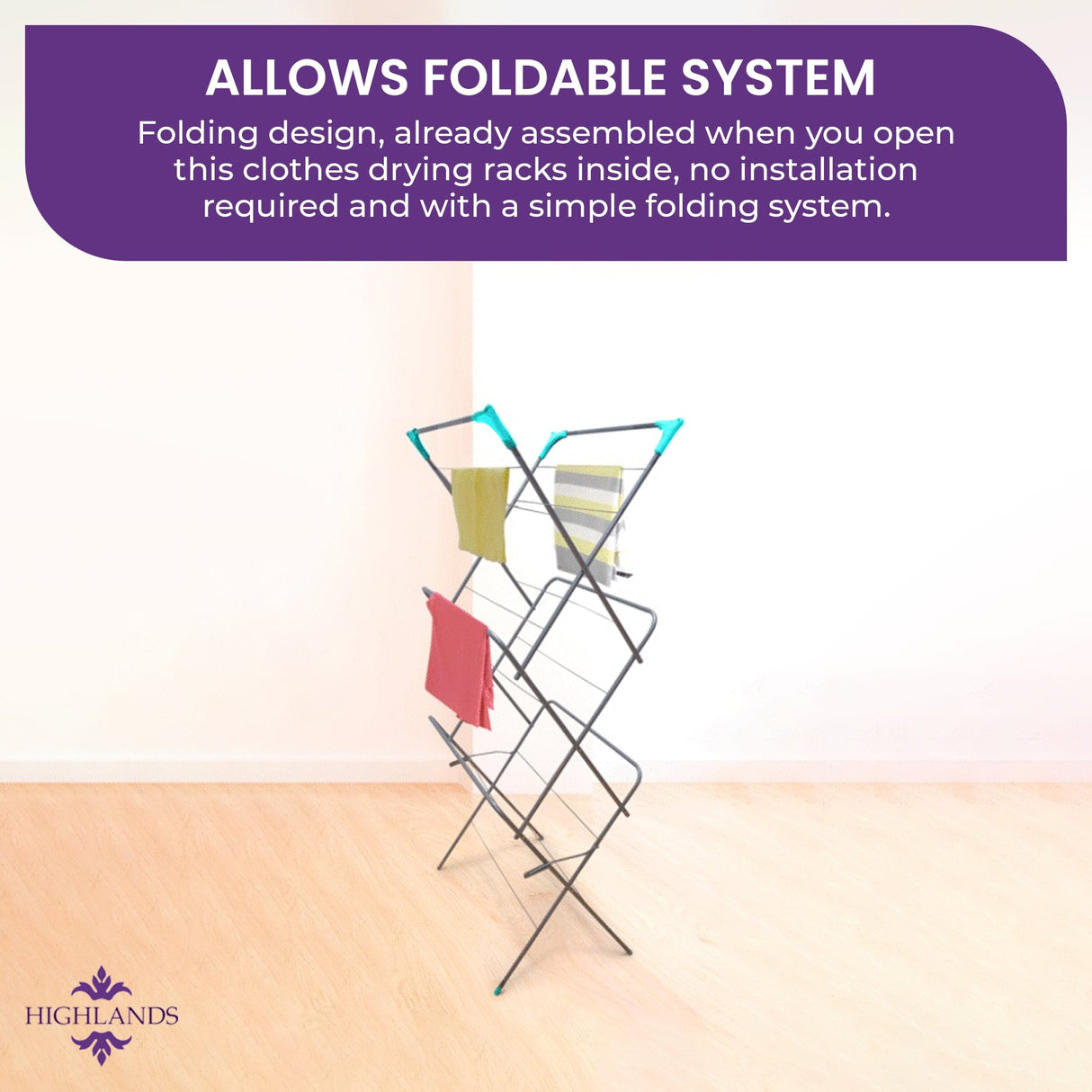 Highlands 3 Tier Clothes Airer - CLEANING CLOTHES AIRER - Beattys of Loughrea